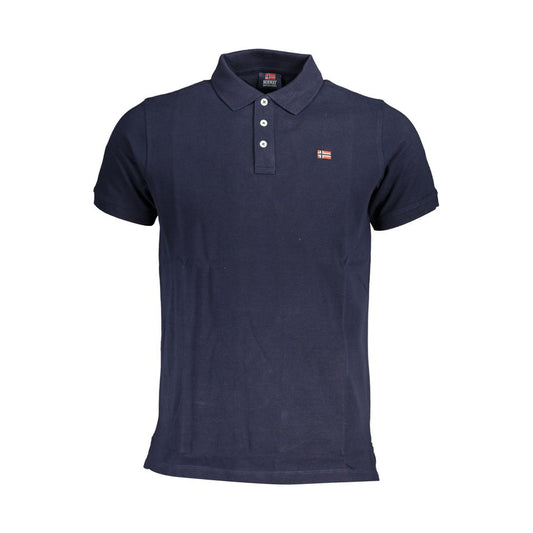 Norway 1963 Blue Cotton Men Polo Shirt with logo and contrasting details
