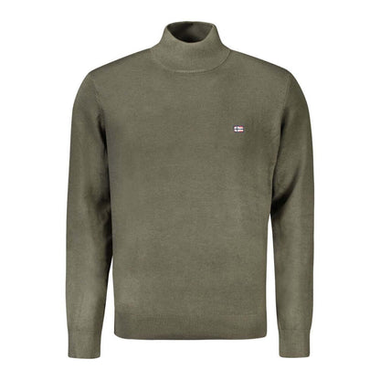 Norway 1963 Green Polyamide Men Sweater with high neck and logo embroidery.