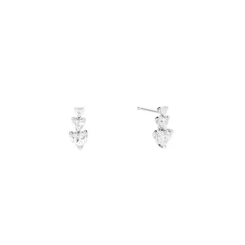 ORECCHINI RECARLO MOD. E67TS025_103 elegant silver earrings with heart-shaped design on a white background.