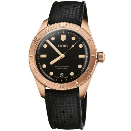 ORIS MOD. DIVERS SIXTY-FIVE COTTON CANDY SEPIA wristwatch with 38mm bronze case and black caucciù strap, unisex, automatic movement.