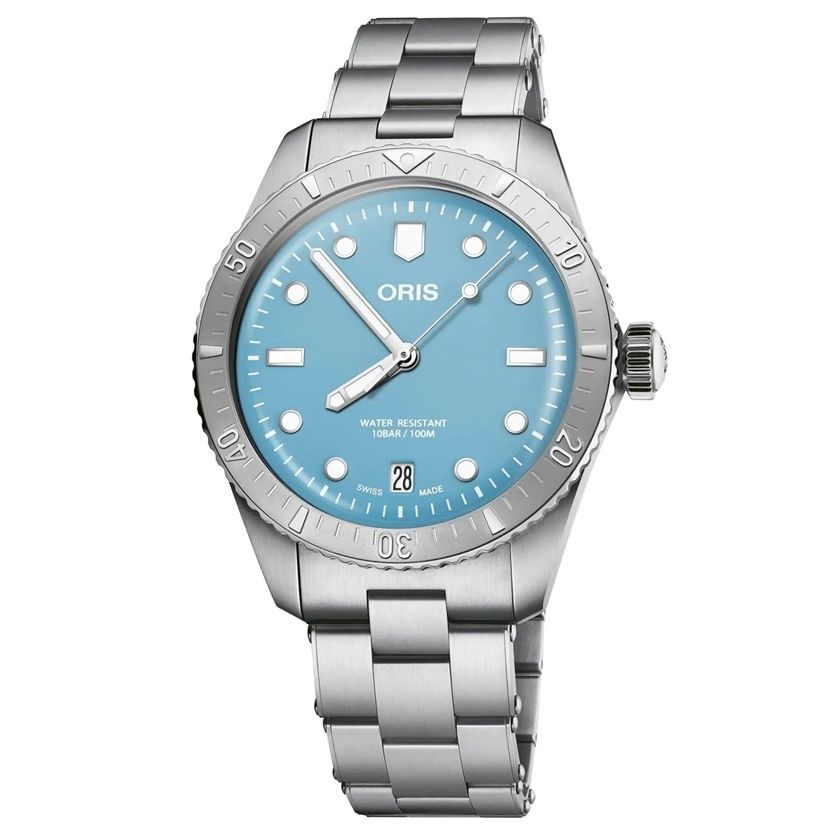 ORIS MOD. DIVERS SIXTY-FIVE COTTON CANDY unisex wristwatch, stainless steel, 38mm, sapphire dial, automatic movement, official packaging
