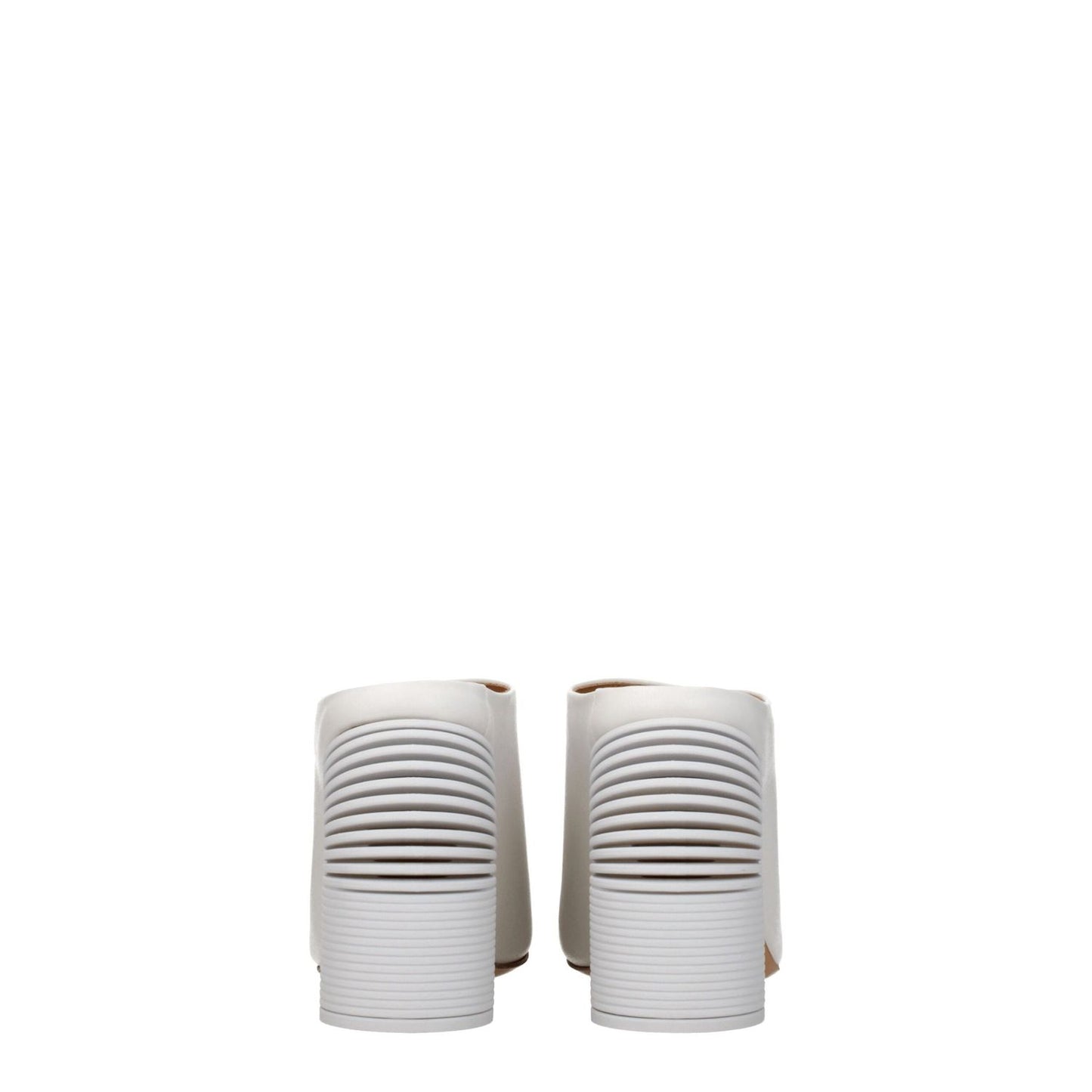 Back view of Off-White White Leather Platform Sandals with high heel and open toe design.