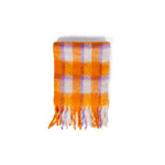 Only Orange Polyester Scarf in checkered design with fringe details, made of 50% recycled material for eco-friendly fashion.