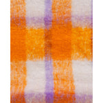 Close-up of Only Orange Polyester Scarf with checkered design, showcasing its vibrant orange, white, and purple hues for stylish wear.