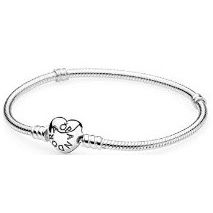 Silver PANDORA JEWELRY Mod. 590719-19 bracelet for ladies, crafted in Thailand, featuring a charming official heart clasp design.