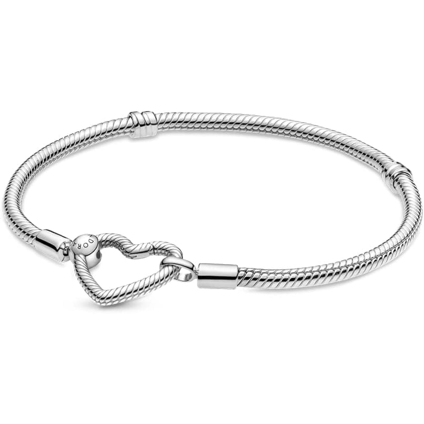 PANDORA JEWELRY Mod. 599539C00-18 silver bracelet with heart clasp, 925° silver, 38mm case, quartz analog, women, elegant jewelry
