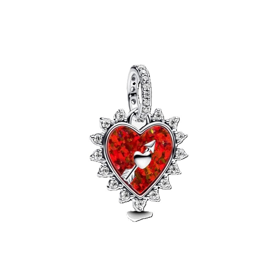 PANDORA JEWELRY Mod. 793667C01 red heart-shaped charm with sparkling details