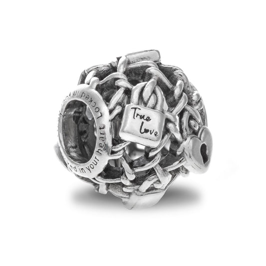 PANDORA Mod. 790071C00 silver charm with "True Love" engraving, 925° silver, water-resistant, quartz analog, official box included.
