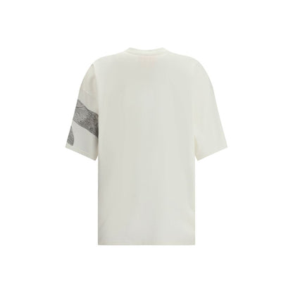 Back view of PDF Channel The Boy White Flake T-Shirt featuring oversized style and embossed screen print, crew neck and short sleeves.