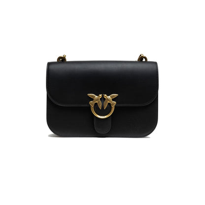 PINKO Black Leather Love Bell Classic Shoulder Bag