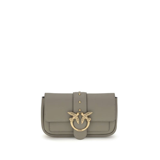 PINKO Gray Calf Leather Bos Taurus Shoulder Bag