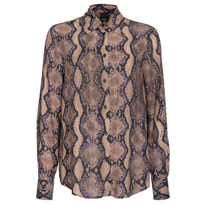 PINKO Multicolor Viscose Shirt with snake animal print, button closure, and classic collar design.