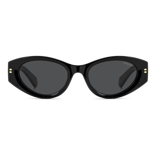 Alt Tag: POLAROID MOD. PLD 6243_S_X women's sunglasses, black polycarbonate frame, stylish eyewear for ladies.
