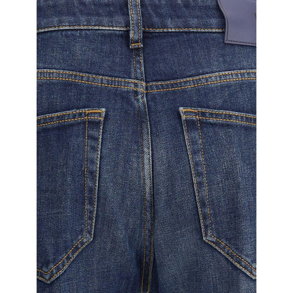 Back view of PT Torino Blue Cotton Slim Fit Jeans in denim with five-pocket design and classic stitching.