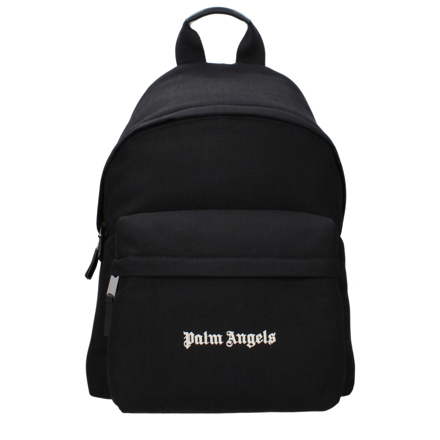 Palm Angels Black Fabric Backpack with logo and adjustable straps.
