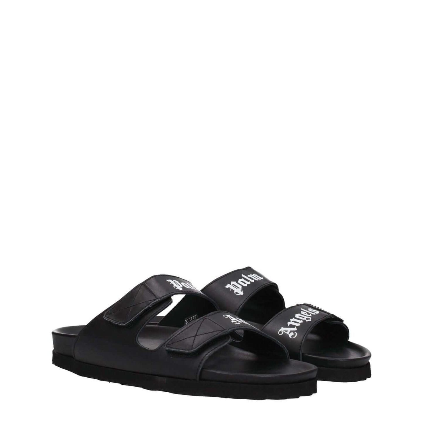 Palm Angels Black Leather Slippers