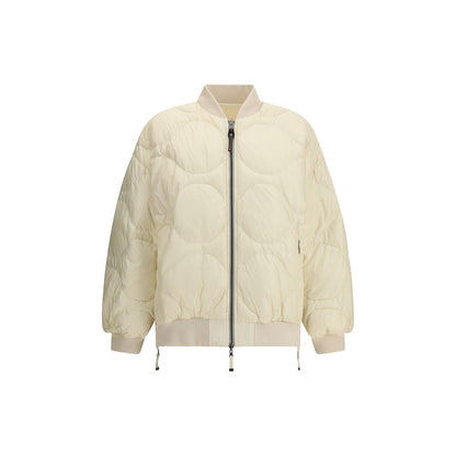Parajumpers White Polyester Clothing Reversible Bomber with oversized fit, central zipper, and signature patch for AW25 season.