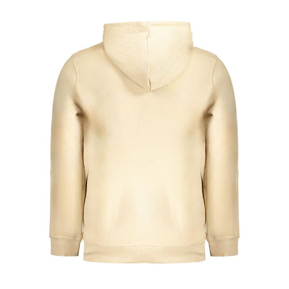 Back view of Pepe Jeans Beige Cotton Men Sweater showing hood and long sleeves, crafted from organic cotton.