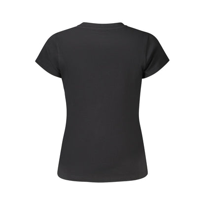 Pepe Jeans Black Cotton Women T-Shirt back view showcasing sustainable soft material and chic design
