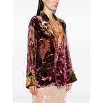 Pierre Louis Mascia Jackets Bordeaux - Burgundy double-breasted jacket with patch pockets and intricate pattern design.