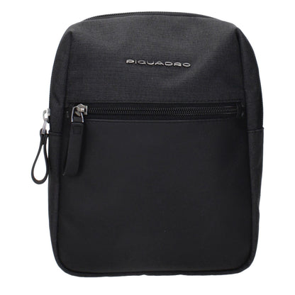 Piquadro Black Fabric Crossbody Bag with front logo and adjustable shoulder strap, model MPN CA4481W98N, code F84160
