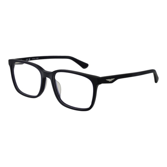 Police Blue Cellulose Acetate Glasses (Frames) for men with demo lenses, full-rim style, and spring hinge, in blue color.