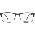 Porsche Black Metal Frames glasses P8361-A with black metal material and dimensions 55/16/145mm, made in Italy, front view.