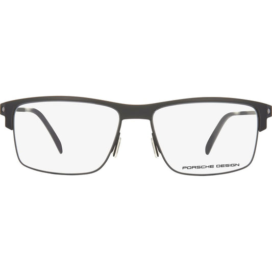 Porsche Black Metal Frames glasses P8361-A with black metal material and dimensions 55/16/145mm, made in Italy, front view.