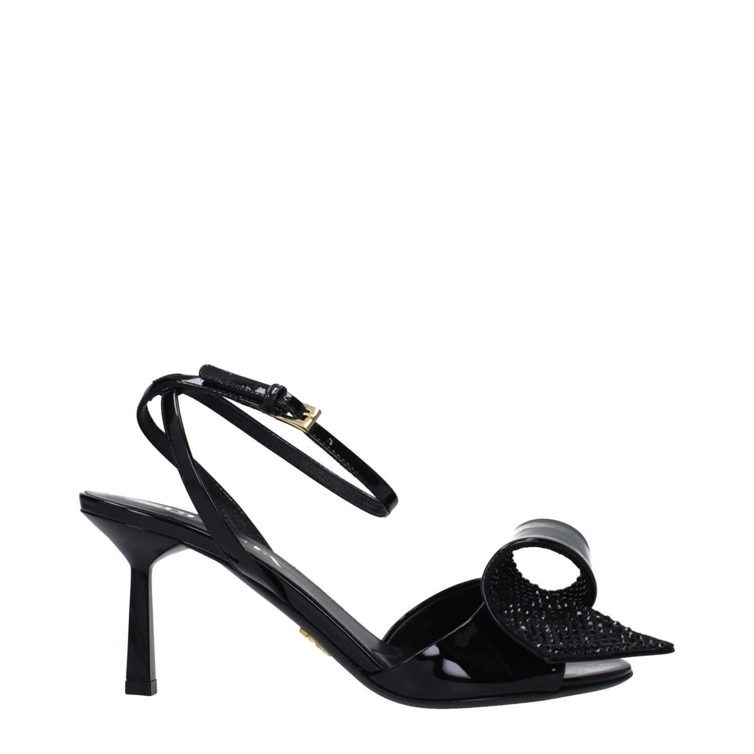 Prada Black Leather Stiletto Heel Sandals