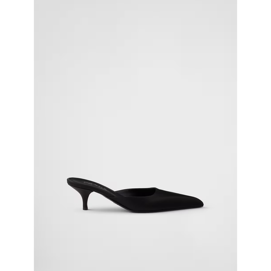 Prada Black Satin Sabot 1728,67466920096,Black,EU35/US5,New with tags,Prada,Pumps - Women - Shoes,Shoes,Women,Women - Shoes 1I975N_049_F0002_F_B055_35