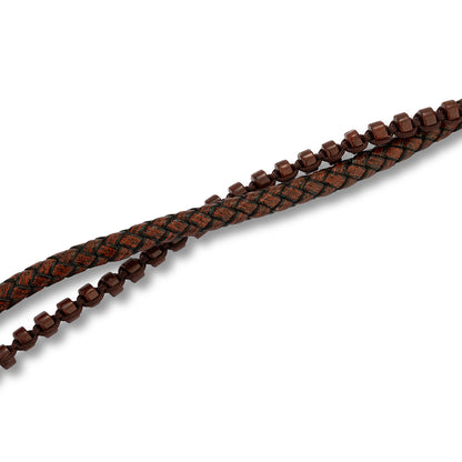 RADIANT JEWELS JEWELRY Mod. RH000318 brown woven necklace close-up view, showcasing intricate design and texture.