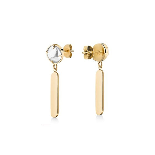 Elegant gold earrings from ROSEFIELD JEWELS JEWELRY Mod. JLPEG-J183, showcasing sleek bars and stylish design.