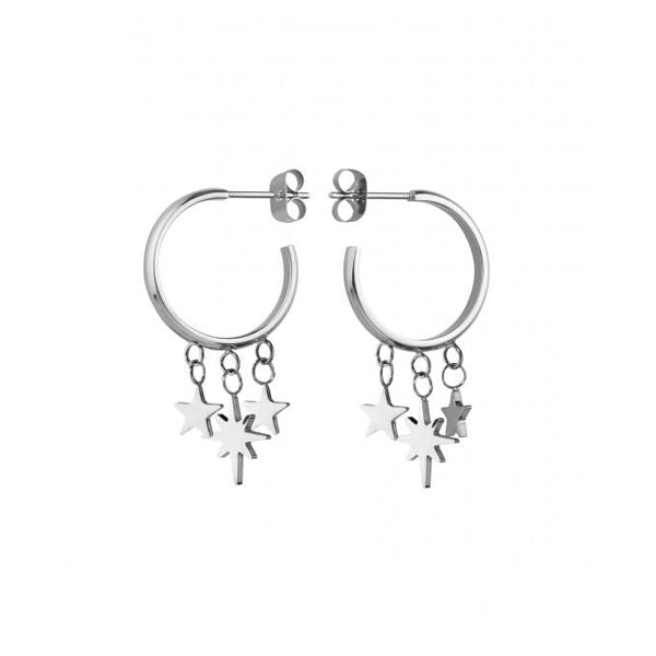 ROSEFIELD JEWELS JEWELRY Mod. MUSES-J216 silver hoop earrings with star charms