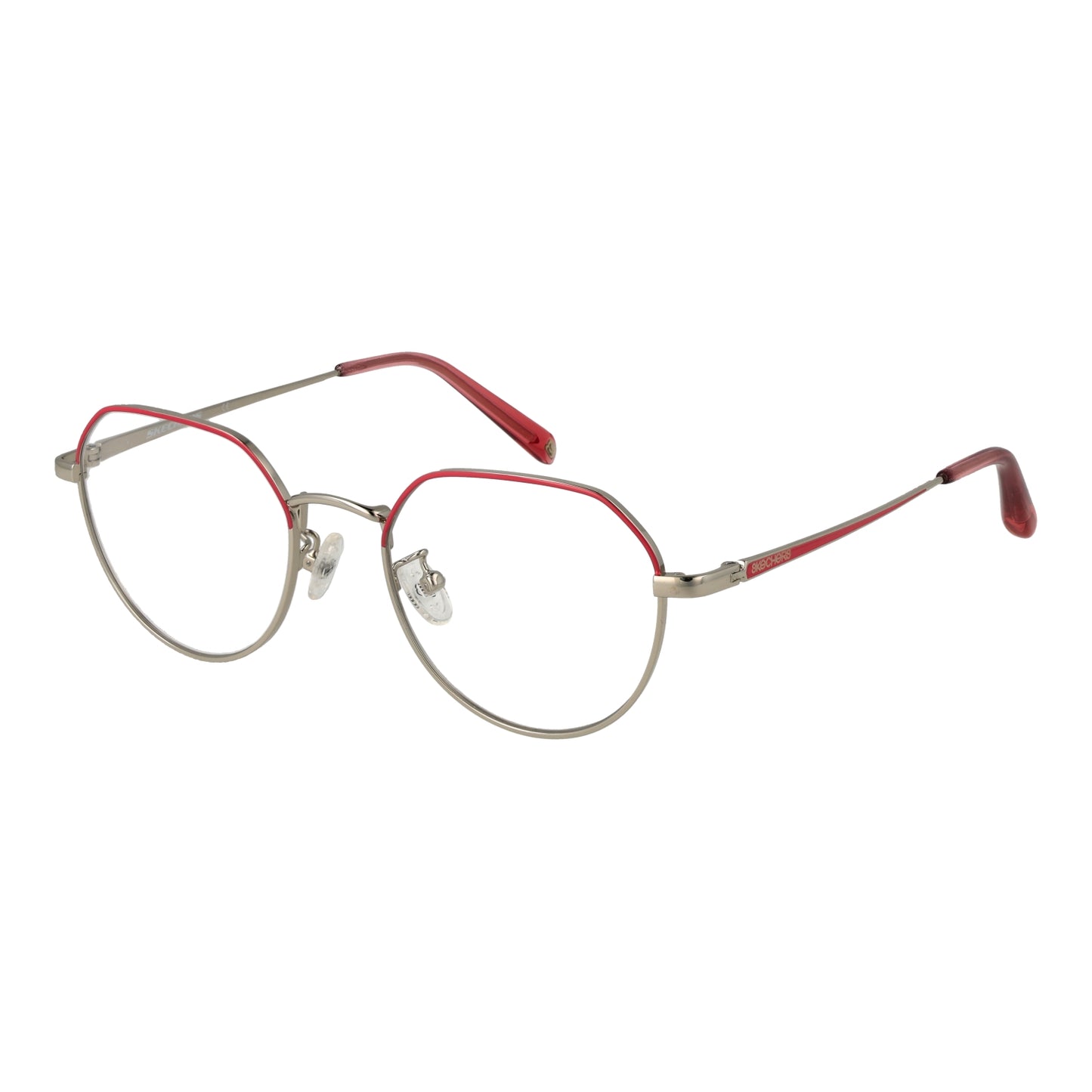 SKECHERS MOD. SE2181-D 51072 lady's eyeglasses with red and silver frames.