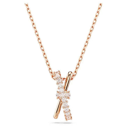 SWAROVSKI Mod. 5689788 Hyperbola Necklace in rose gold-tone plated with white Swarovski Zirconia and twisted design.