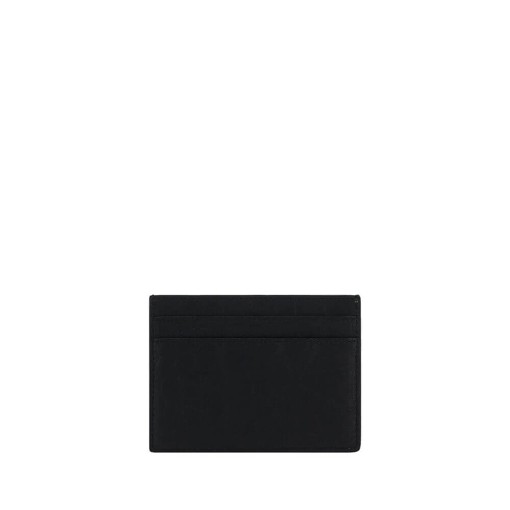 Alt Tag: Saint Laurent Black Lamb Ovis Aries Aries Wallet with card slots, front brand logo, 100% lambskin, AW25 collection.