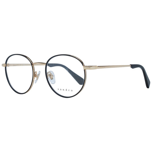 Sandro Black Men Glasses Frame with full-rim stainless steel round style, black frame color, and demo lenses for male fashion.