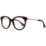 Sandro Brown Women Glasses Frame, full-rim butterfly style with brown metal and plastic frame, demo lenses, branded case included.