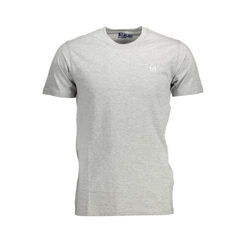 Sergio Tacchini Brown Cotton Men T-Shirt with short sleeves and crew neck design, showcasing signature embroidery and logo.