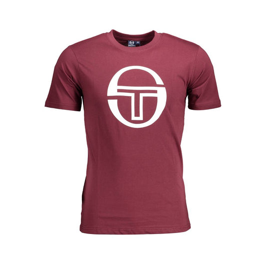 Sergio Tacchini Purple Cotton Men T-Shirt with bold print and logo, short sleeve crew neck casual top made in BD for style and comfort.