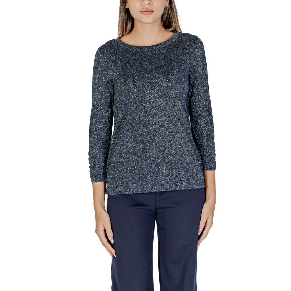Street One Blue Polyester Long Sleeve women's top, perfect for fall/winter, featuring a blend of polyester, viscose, and elastane.