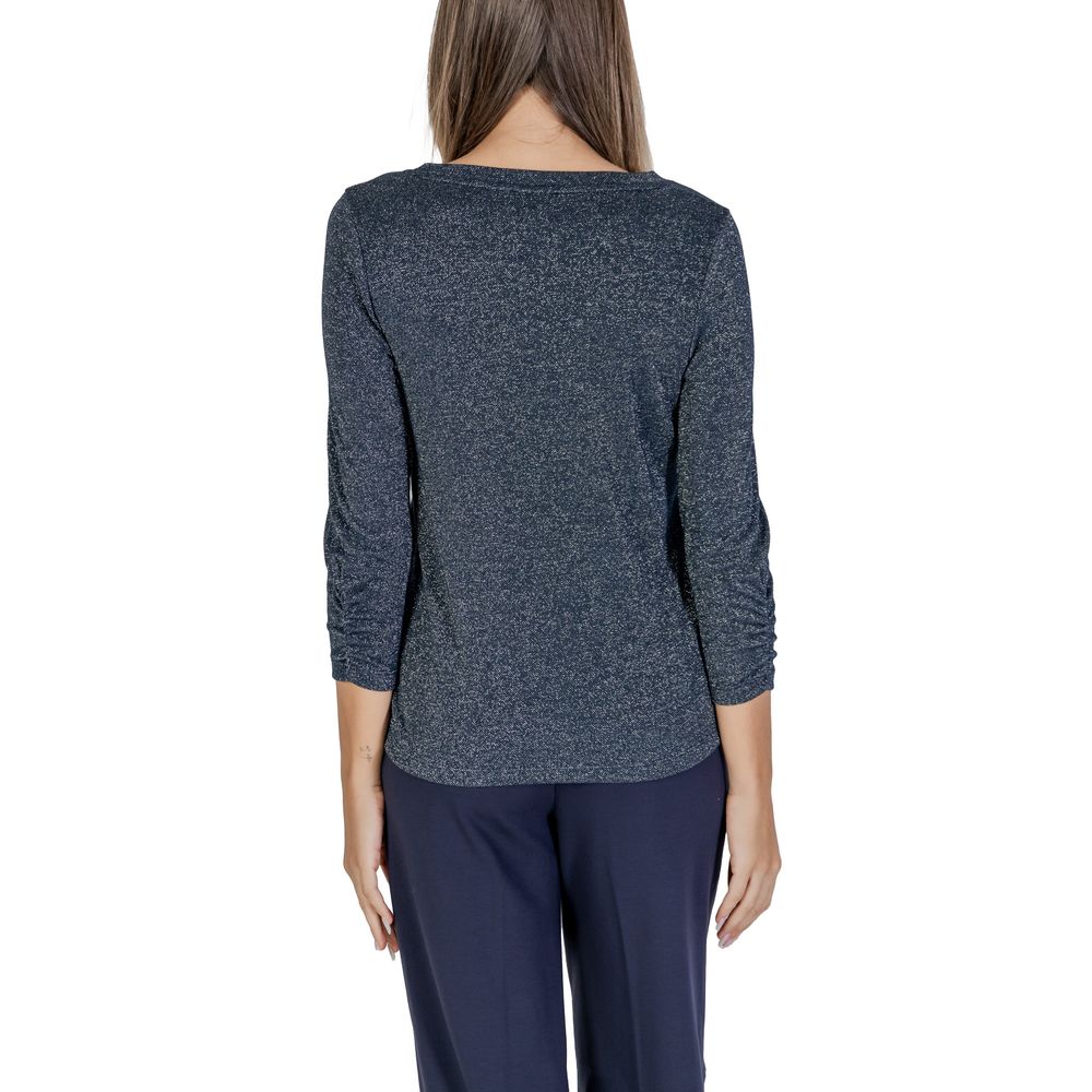 Back view of Street One Blue Polyester Long Sleeve women’s fall/winter shirt with visco and elastane blend.