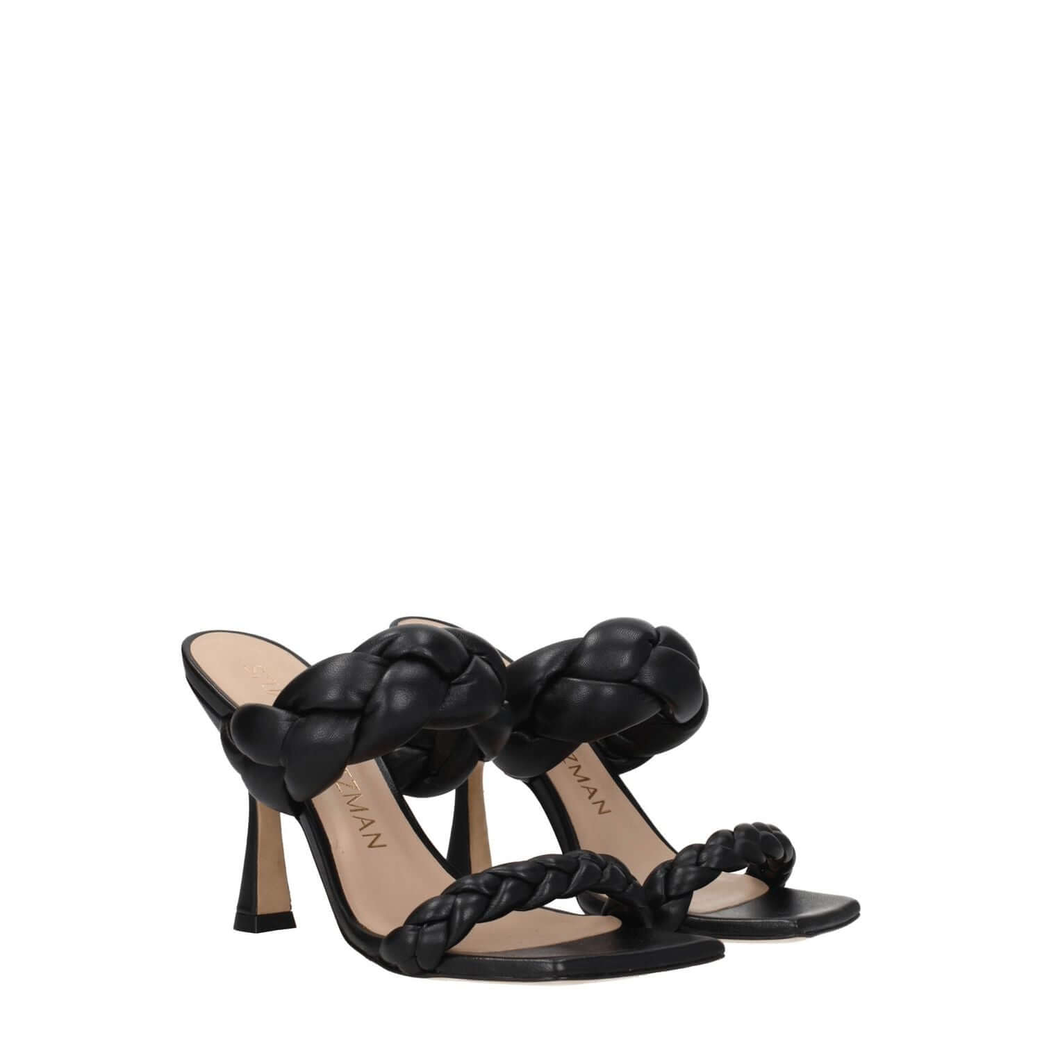 Stuart Weitzman Black Leather Stiletto Heel Sandals