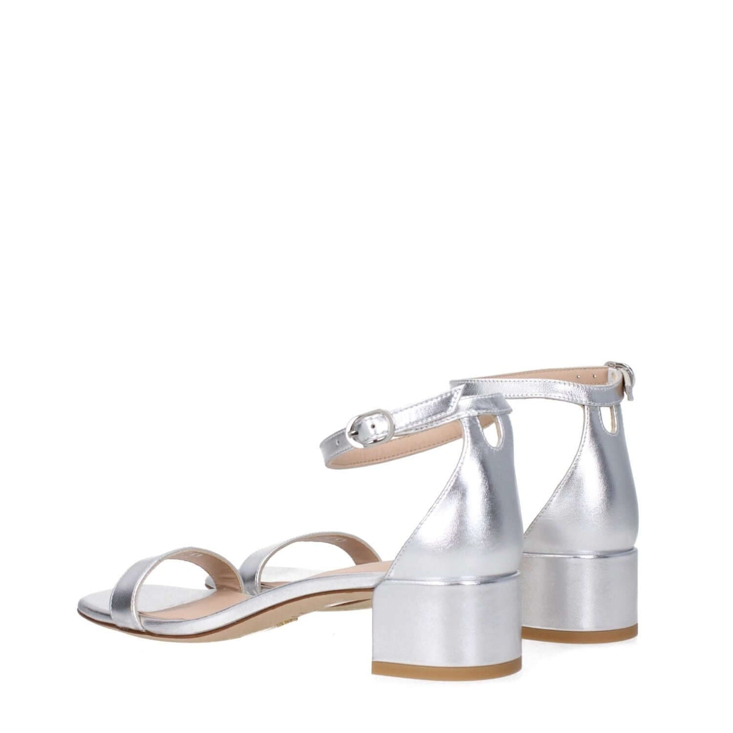 Stuart Weitzman Gray Leather Sandals with buckle closure, open toe, 3.5 cm mid heels; MPN NUDISTCURVE35LIDSA535SILVER, casual style.