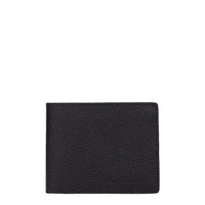 Testoni Black Leather Wallet, casual style with front logo, 8 card holders, 3 compartments, MPN WUO00398035P18, size 2x9x11 cm.