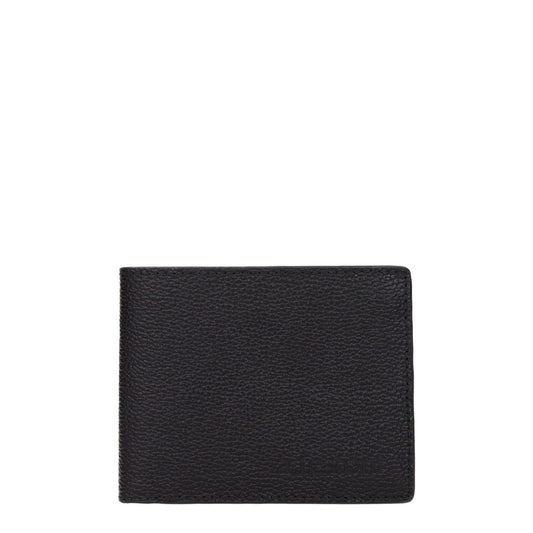 Testoni Black Leather Wallet, casual style with front logo, 8 card holders, 3 compartments, MPN WUO00398035P18, size 2x9x11 cm.