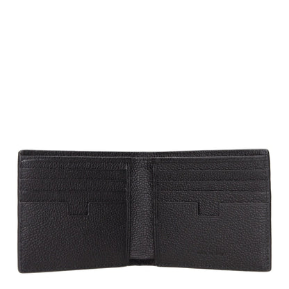 Testoni Black Leather Wallet with front logo and 8 card holders, featuring quality leather design, size 2x9x11 cm, casual style.