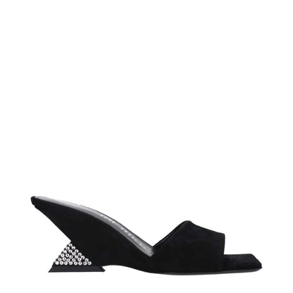 The Attico Black Leather Platform Sandals