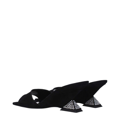 The Attico Black Leather Platform Sandals