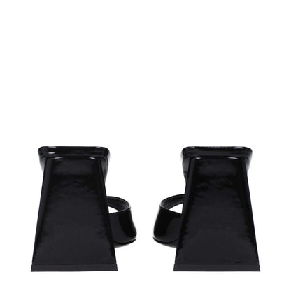 The Attico Black Leather Stiletto Heel Sandals